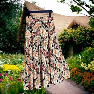 New Vine Tree Pull On Maxi Skirt Half Slip Lining Paisley‎ Boho Western Size M